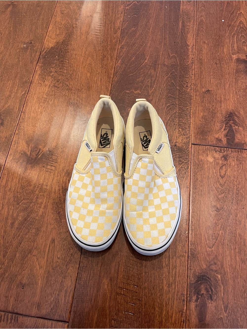 Vans Kids Classic Slip-On Yellow and White Checkerboard Sneakers
